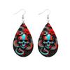 Themed Flower Halloween Skull Patterns Water Droplet Shaped Women Earrings