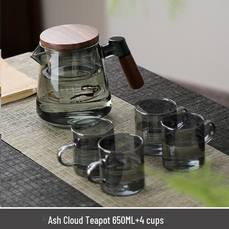 Стеклянный чайник с фильтром и боковой ручкой, устойчивый к высоким температурам, для использования в офисе или заваривания цветочного чая