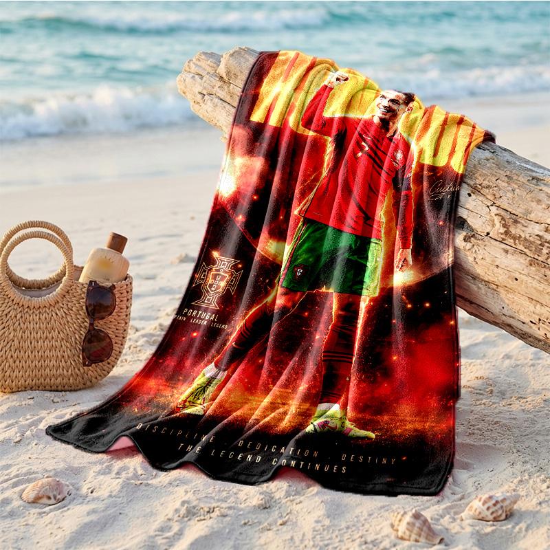 Cristiano Ronaldo Theme Beach Towel Soft Quick?dry Towel For Summer Beach Vacation Swimming