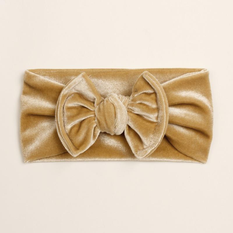 Autumn and winter new baby golden velvet headband, children's soft bow headgear, baby headband