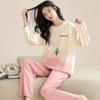 Spring and Autumn Pajamas Female Long-Sleeved Cute Cartoon Can Be Worn Outside The College Style Homewear Women's Soft Sleepwear
