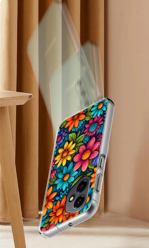 Etui Do Honor X7D / 400 Smart Obudowa Foto Case Plecki Kwiaty + Szkło 9H