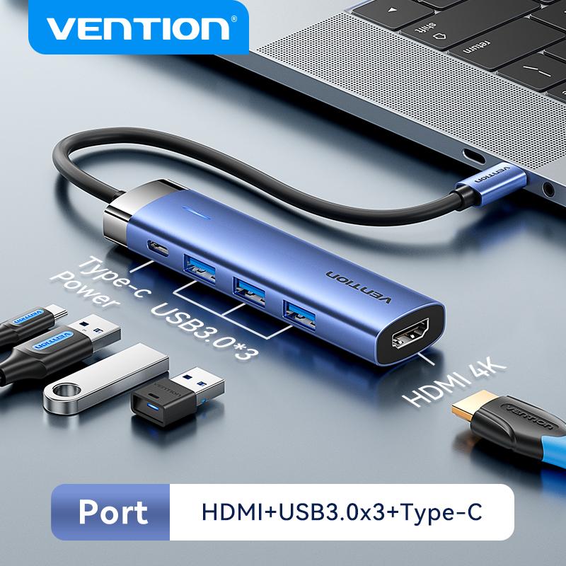 Vention 5 In 1 USB C Hub 4K HDMI USB HUB 100W Multiport Adapter for MacBook Pro/Air iPad Pro iMac iPhone 15 Pro/Pro Max XPS USB 3.0 Hub