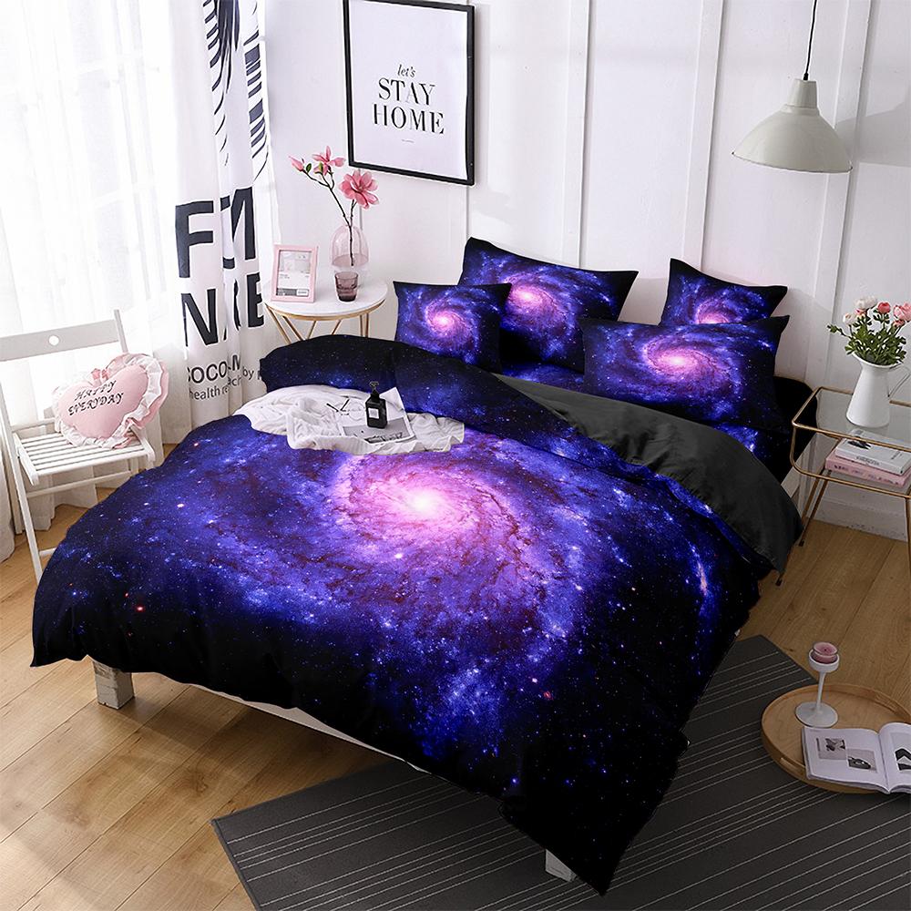 Роскошный темно-синий комплект постельного белья Galaxy Twin Full Queen King Size, пододеяльник/пододеяльник, комплект сияющих звезд, звездное небо, пододеяльник