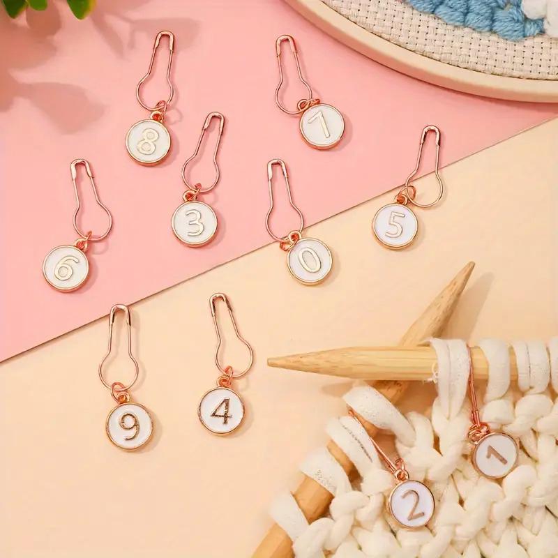 10-Pack Metal Sewing Supplies Organizer Enamel Numbered Embroidery Markers Crocheting Crochet and Knitting Tags Sewing Storage