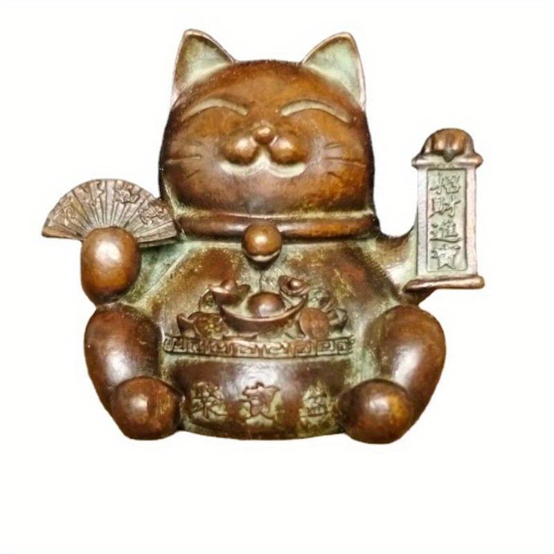 Lucky Cat Декоративные фигурки Украшение для автомобиля Ретро Мини Кот Металлическая фигурка Металлические украшения Аксессуары Миниатюры