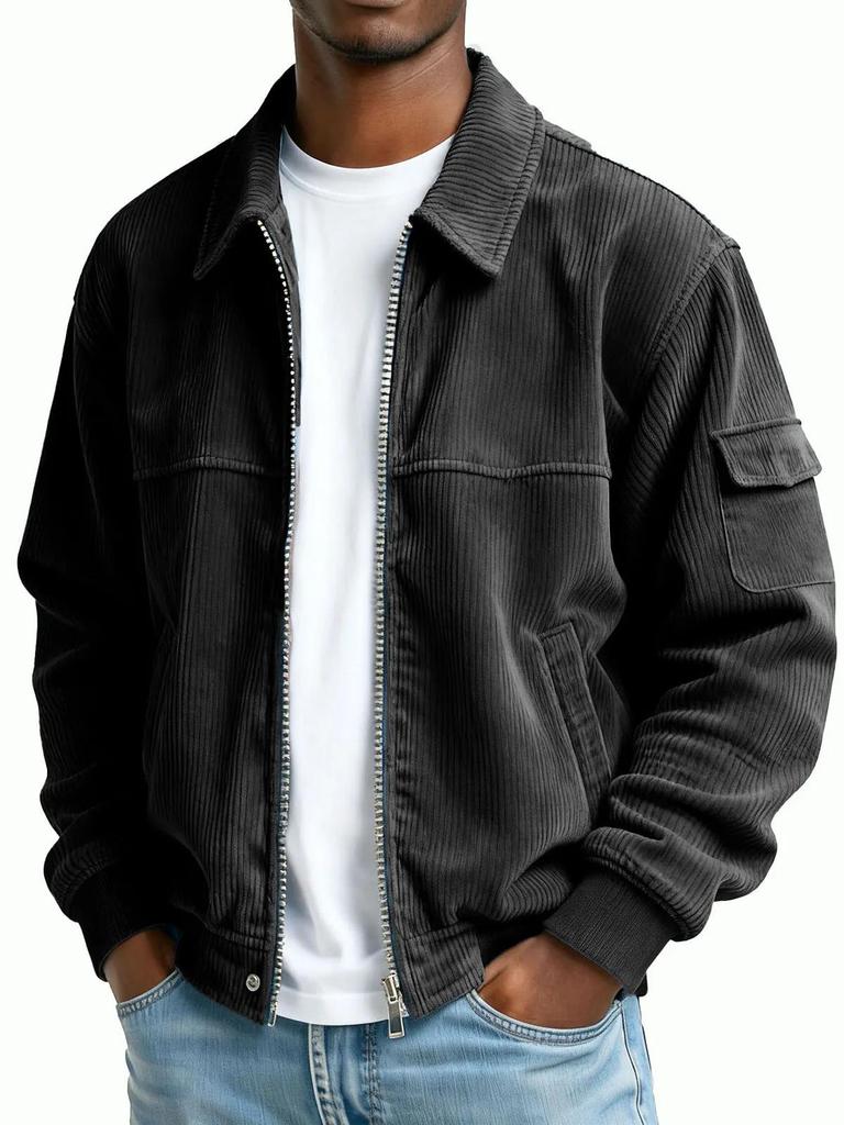 Ретро вельветовая куртка с длинным рукавом и карманами для мужчин - Коллекция Осень/Зима 2025