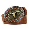 Floral Engraved Buckle Western Cowboy Belts PU Leather Leather Belt Fashion Waistband Belts  Jeans