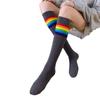 Sexy Medias Rainbow Striped Long Socks Women Over Knee Thigh High Over The Knee Stockings