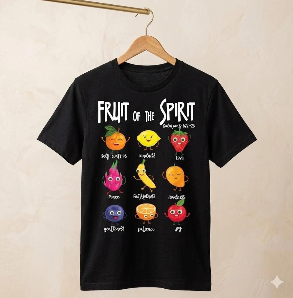 Men's and Women's T-shirts Fruit of the Spirit Christian Cute Fruits Faith Bible Verse