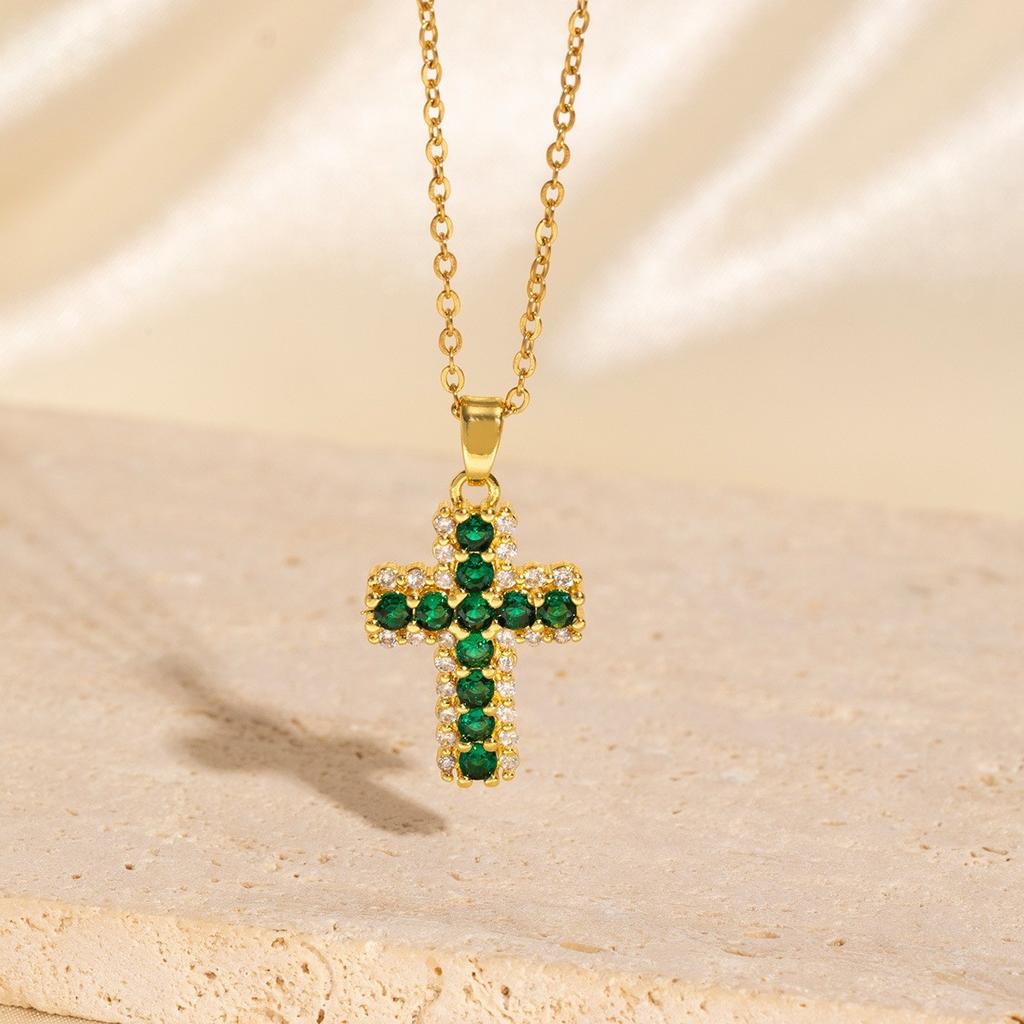 Necklace Copper Gold-plated Full Diamond Retro Light Luxury High-end Titanium Steel Chain Does Not Fade Jewelry Women