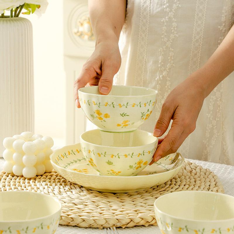 Весенняя посуда, тарелки, высококачественный керамический столовый сервиз с подглазурной росписью, подарочный набор в коробке, подарки для корпоративных мероприятий и праздничные подарки