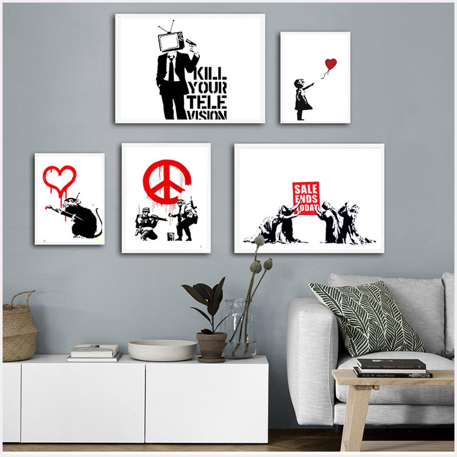 Абстрактное искусство Бэнкси на холсте, постер с принтом, настенная живопись на холсте, скандинавская картина и принты, настенные панно для гостиной, Декор Куадрос