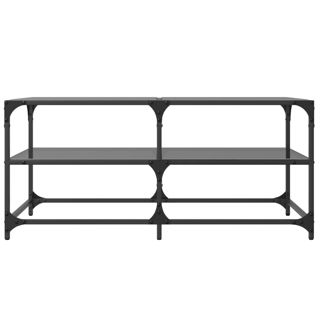 Coffee Table with Glass Top Black 98.5 x 50 x 45 cm Steel