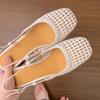 Французские ретро плетеные полые сумки сандалии на голову женские 2025 новые с юбкой толстый каблук дышащие туфли на высоком каблуке