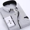 Business Casual Men's Shirt Printed Thin Youth Slim Long-sleeved Shirt