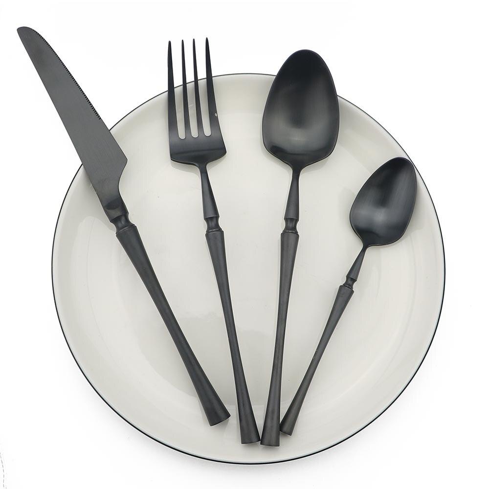New Stainless Steel Purple Cutlery Set Matte Polishing Black Dinnerware Set Tableware Dinner Knife Fork Soup Kitchen Accessories
