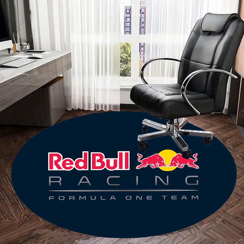 1 шт. Круглый ковер с логотипом команды Формулы-1 Red Bull Racing, Изготовлен из полиэстера, Идеально подходит для украшения офисных кресел, гостиных fplt093