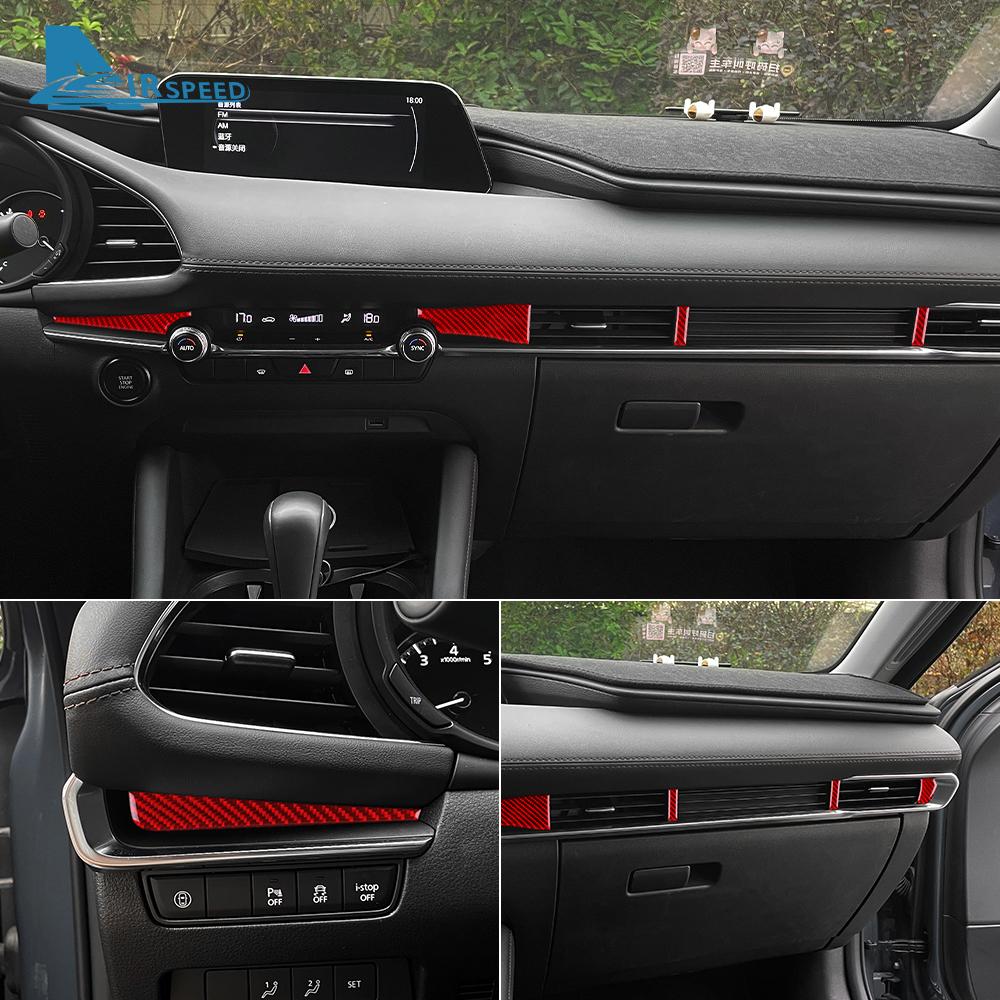 ZATR1 Real Soft Carbon Fiber Sticker For Mazda 3 BP Axela 2019 2020 2021 2022 2023 2024 2025 LHD RHD Car Center Console Accessories