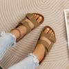 One-word Buckle Slippers Women's New Women's Shoes Large Size Wear Thick-soled Cork Beach Cool Slippers