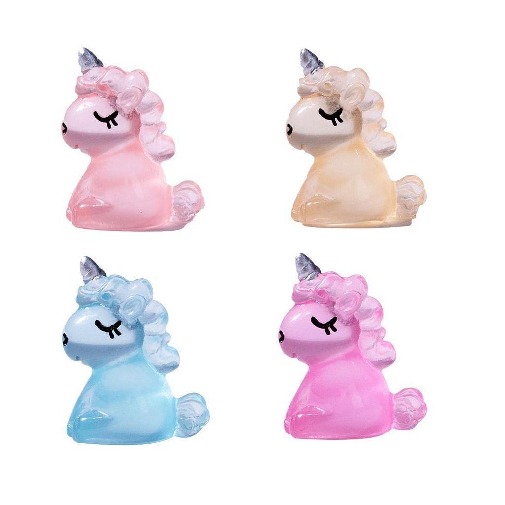 10 шт., мультяшная светящаяся мини-фигурка единорога, светящиеся в темноте миниатюры, сказочное украшение для сада, мох, террариум, микропейзаж