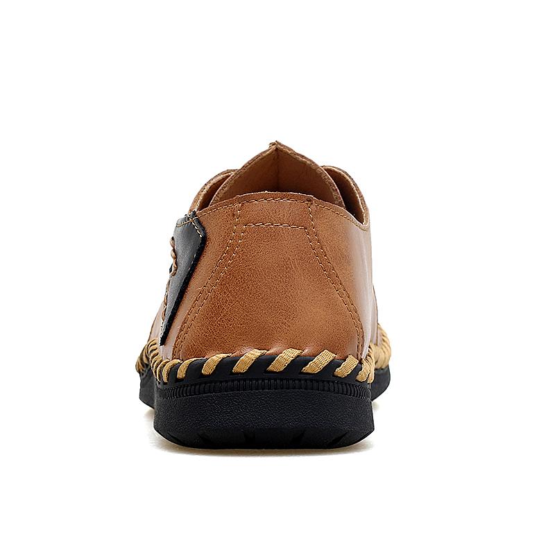 Мужская кожаная обувь ручной работы на шнуровке, повседневная обувь