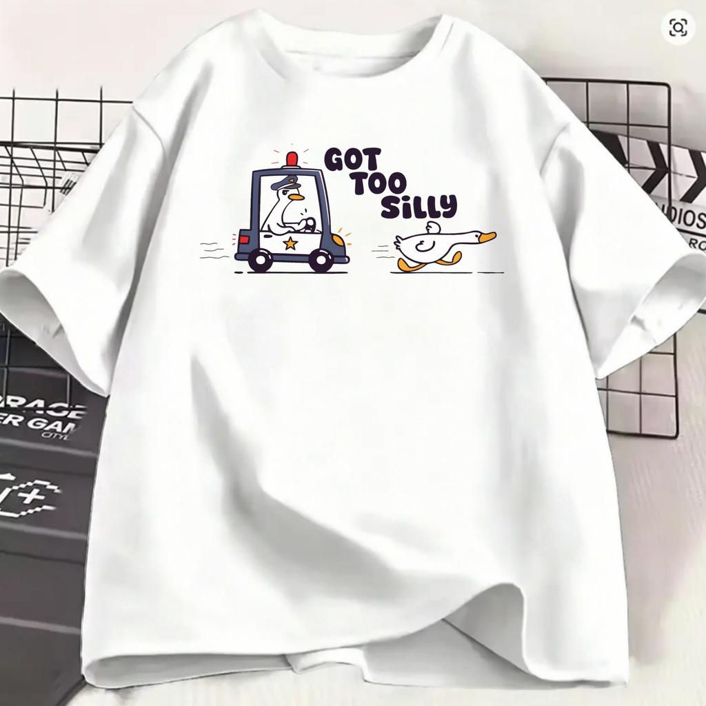 Unisex Tshirt Funny Goose Got Too Silly Unique 100 Cotton Tee Shirt Short Sleeve T Shirts Round Collar Clothing 4xl 5xl 6xl