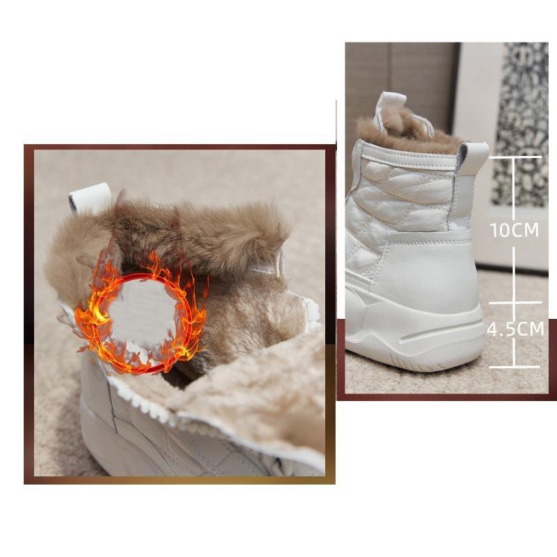 Зимняя обувь из натуральной кожи женская, зимние ботинки, нескользящие, увеличивающие рост на 4,5 см, теплые женские ботильоны, черные, белые