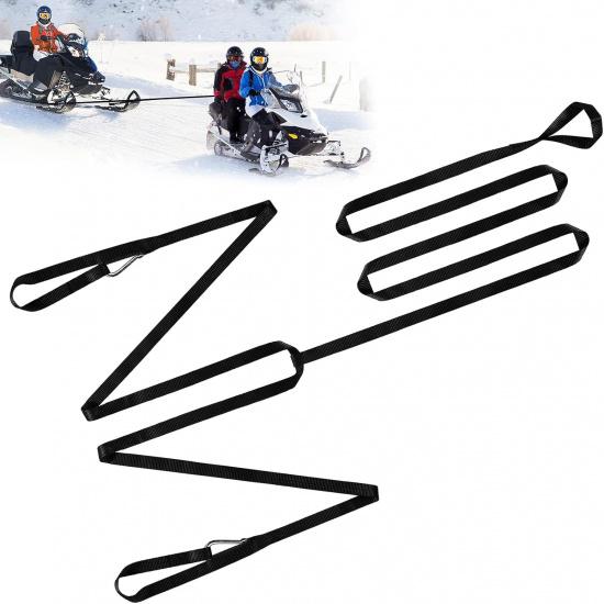 Extra Long 19Ft Snowmobile Tow Straps - 4400Lbs Break Strength Heavy-Duty ATV Towing Rope With Stainless Steel Hooks For Sled Snowboards Emergency