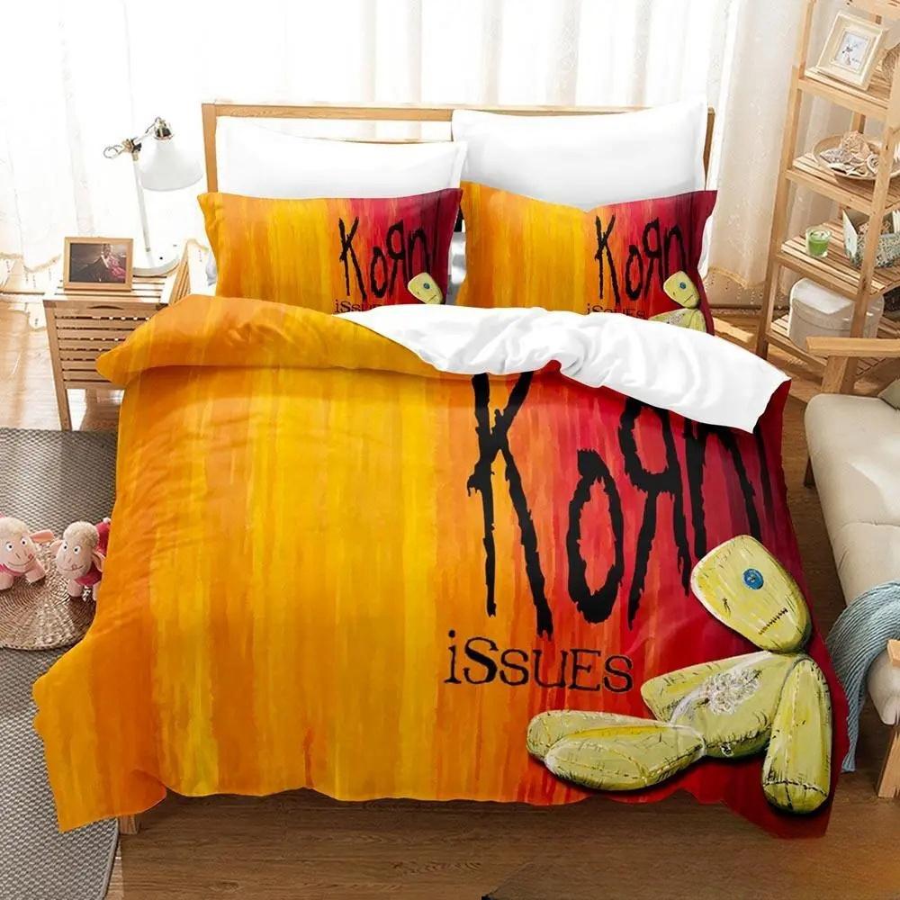3D Печать Коллекция Постельного Белья Рок-Группы Korn Пододеяльник Коллекция Постельного Белья Чехол для Одеяла Наволочка Одеяло Размер King Queen Постельное Белье для Мальчиков и Взрослых