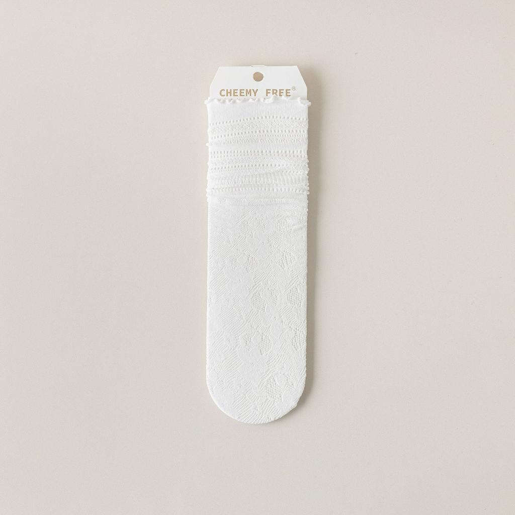 Белые ажурные кружевные гольфы женские средней длины женские дышащие носки с кружевом «грибок» тонкие летние