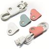 10pcs Heart-Shaped PU Leather Cable Straps - Multi-Color Headphone Organizer, Non-Battery Cable Clips, Unisex Fixator Set