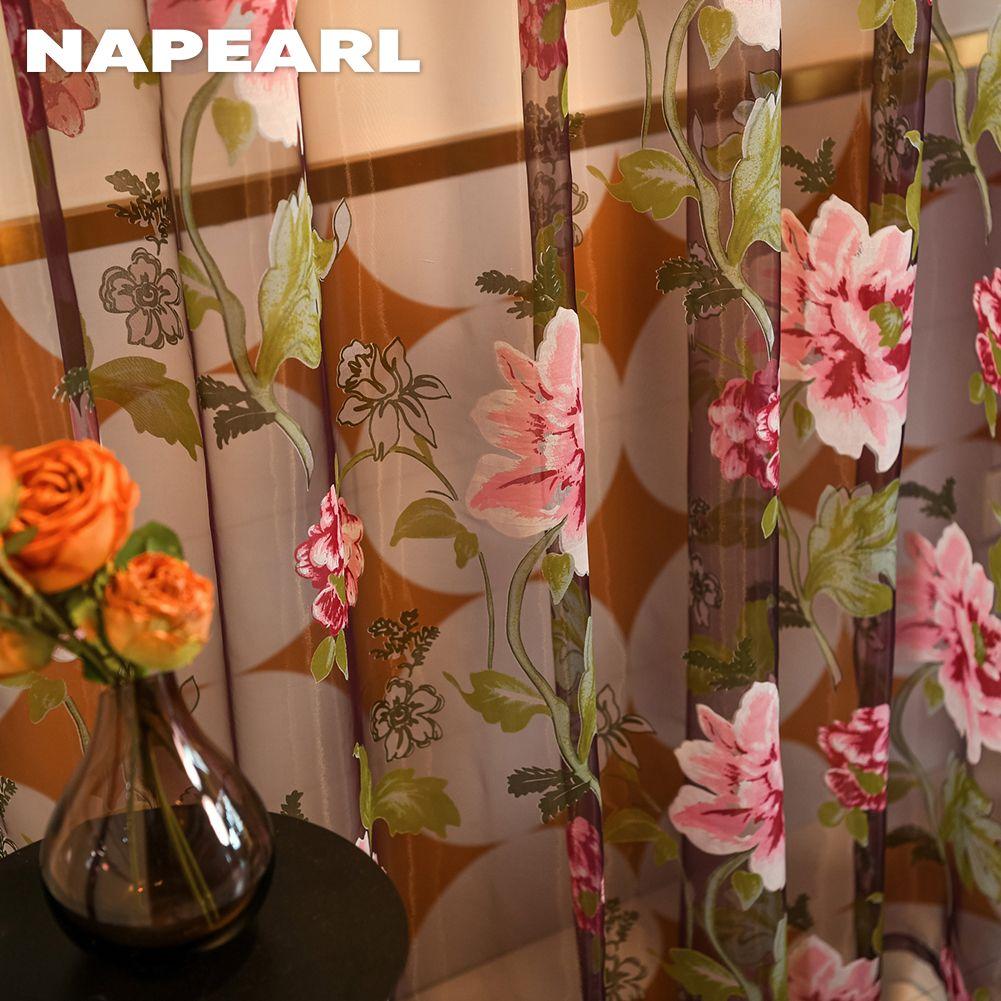 Тюль с цветочным принтом