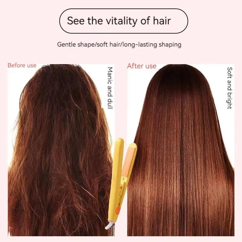 Мини-выпрямитель для волос с зажимом, маленькая вилка для завивки волос, прямые волосы для девочек, воздушные челки, портативный выпрямитель для волос