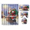 Christmas Shower Curtain Floor Mat Combination Four-Piece Set Bathroom Toilet Carpet Shower Room Mat Foot Mat