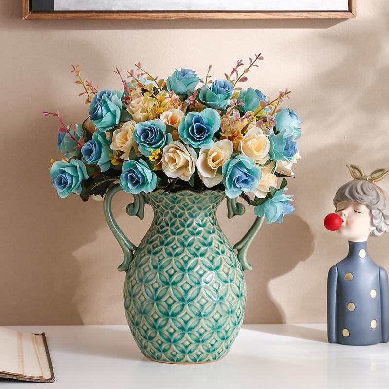 Американская керамическая ваза для гостиной, настольная цветочная композиция, креативный европейский стиль, крыльцо, ТВ-шкаф, декоративные украшения