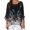 Women Chiffon Blouse Floral Batwing Sleeve Beach Cover Loose Tunic Shirt Tops