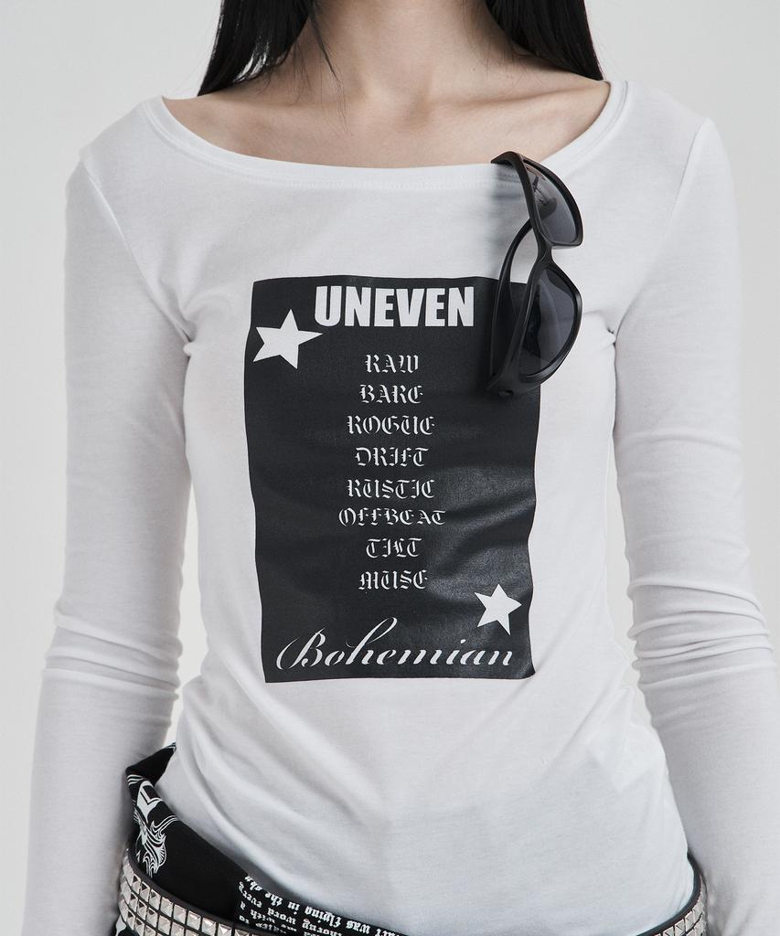 ILLIO White Uneven Graphic Longsleeve