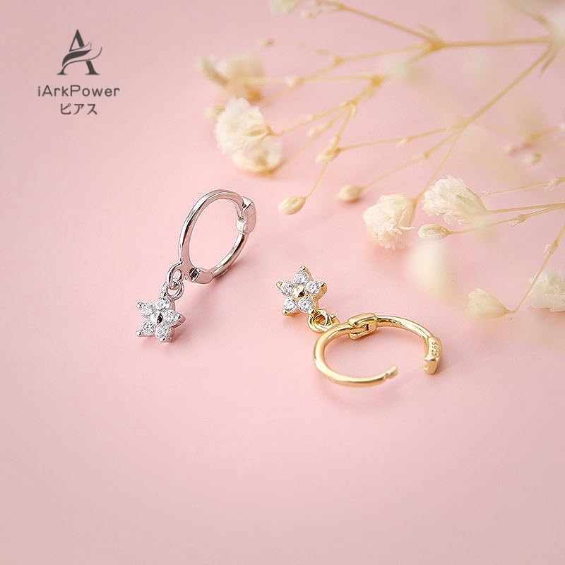 IArkPower серьги-кольца Оставьте его на женские серьги-кольца для второго пирсинга из серебра 925 пробы Совместимо с аллергией на металлы Покрыто платиной оба уха мило