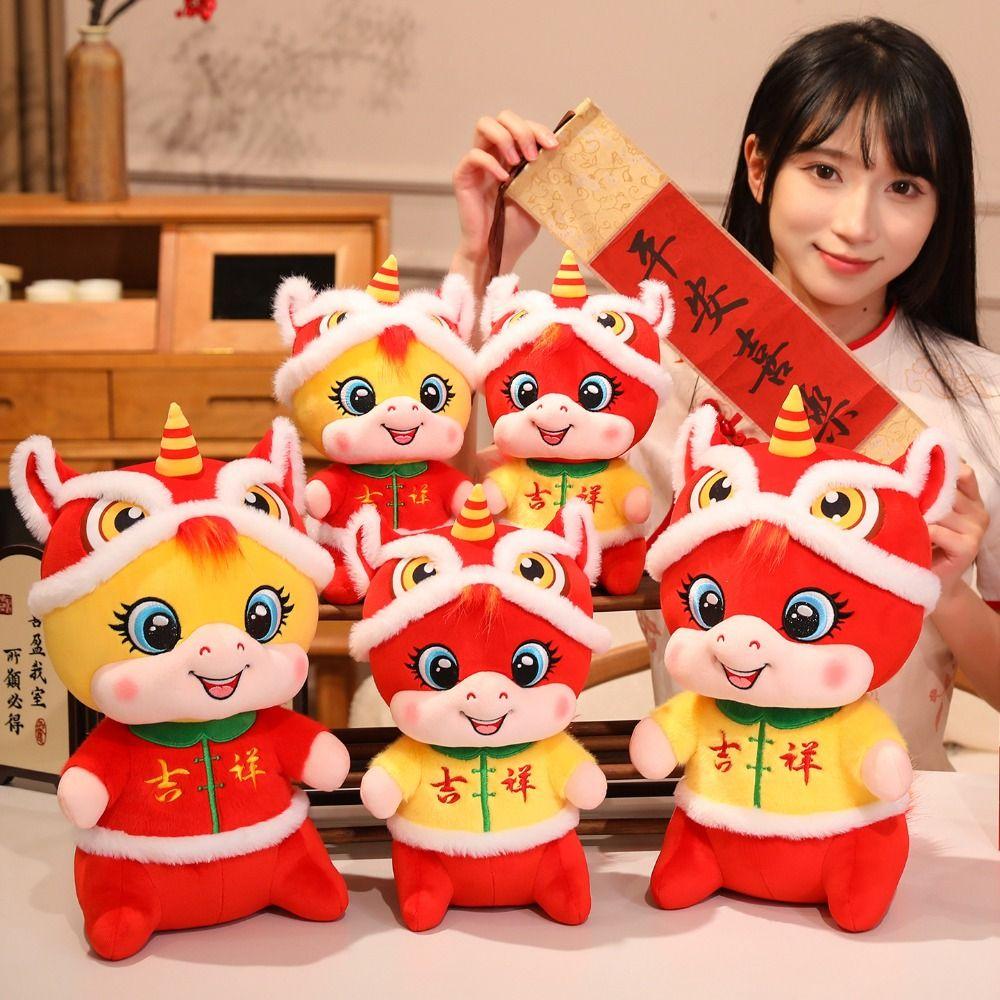 Chinese Style New Year Mascot Cute Lucky Pony Toy Funny Horse Stuffed Doll Spring Festival