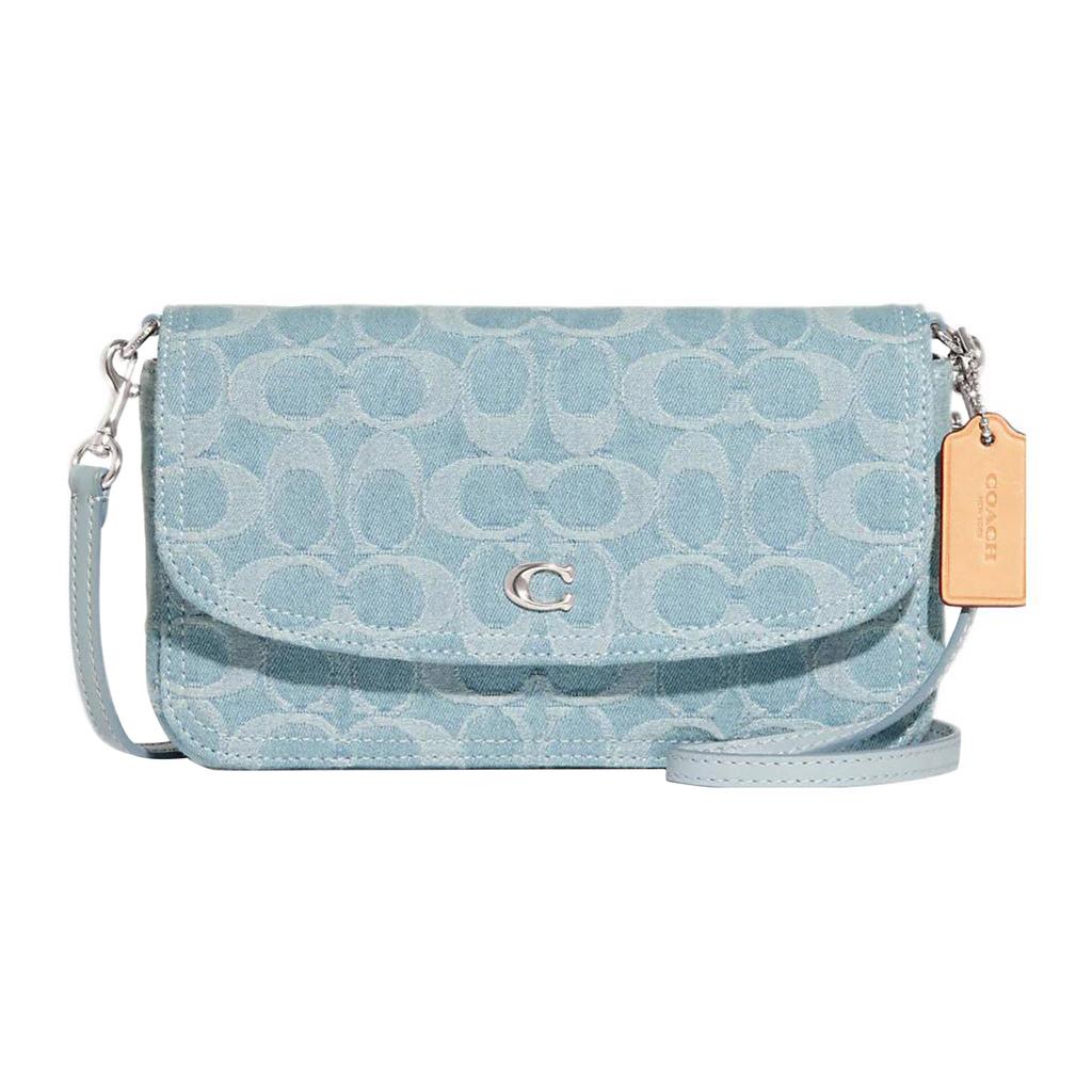 COACH Hayden Denim Refined Calfskin Crossbody Bags Small Women's Blue (Unisex) Crossbody Bags CK372 LHPBU