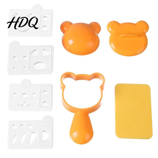 Fun Meal Prep Tools Rice Ball Molds Kit Cartoon Bear/Cat/Dog/Panda Shape Onigiri Maker DIY Lunch Box Decorator Food Grade Plastic Sushi for