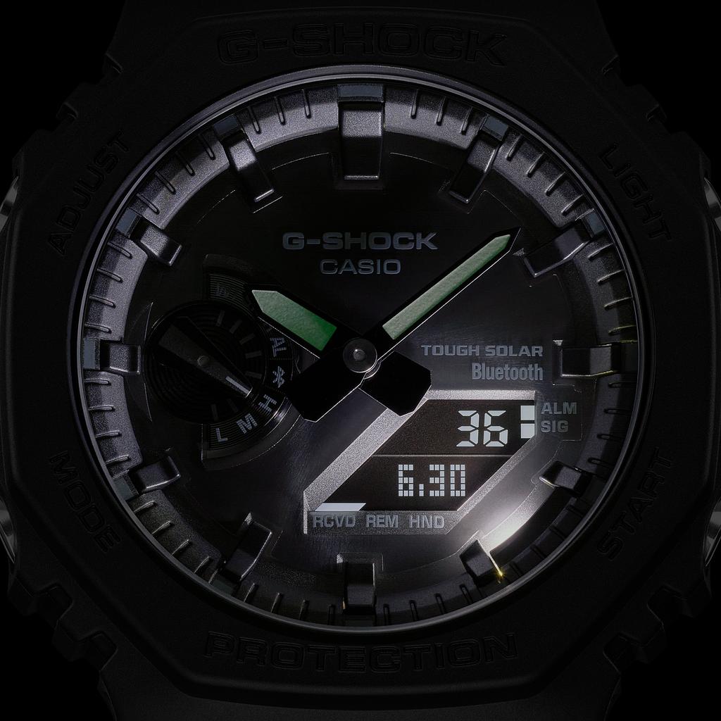 Casio G-Shock Хатиодзи Восьмиугольный Сердечник из Углеродного Волокна Кварцевые Часы на Солнечной Батарее Ремешок из Смолы Мужские часы Черные GA-B2100-1A1PR