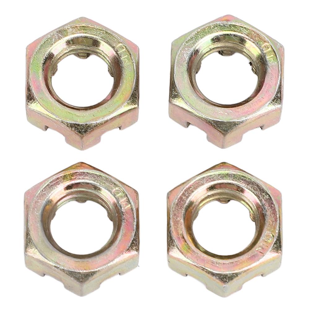 4PCS M10 Hex Slotted Nuts Steel Alloy Zinc Plating Wheel Alxe Hub Castle Nut for 50 To 100cc Quad Dirt Bike ATV Go Kart