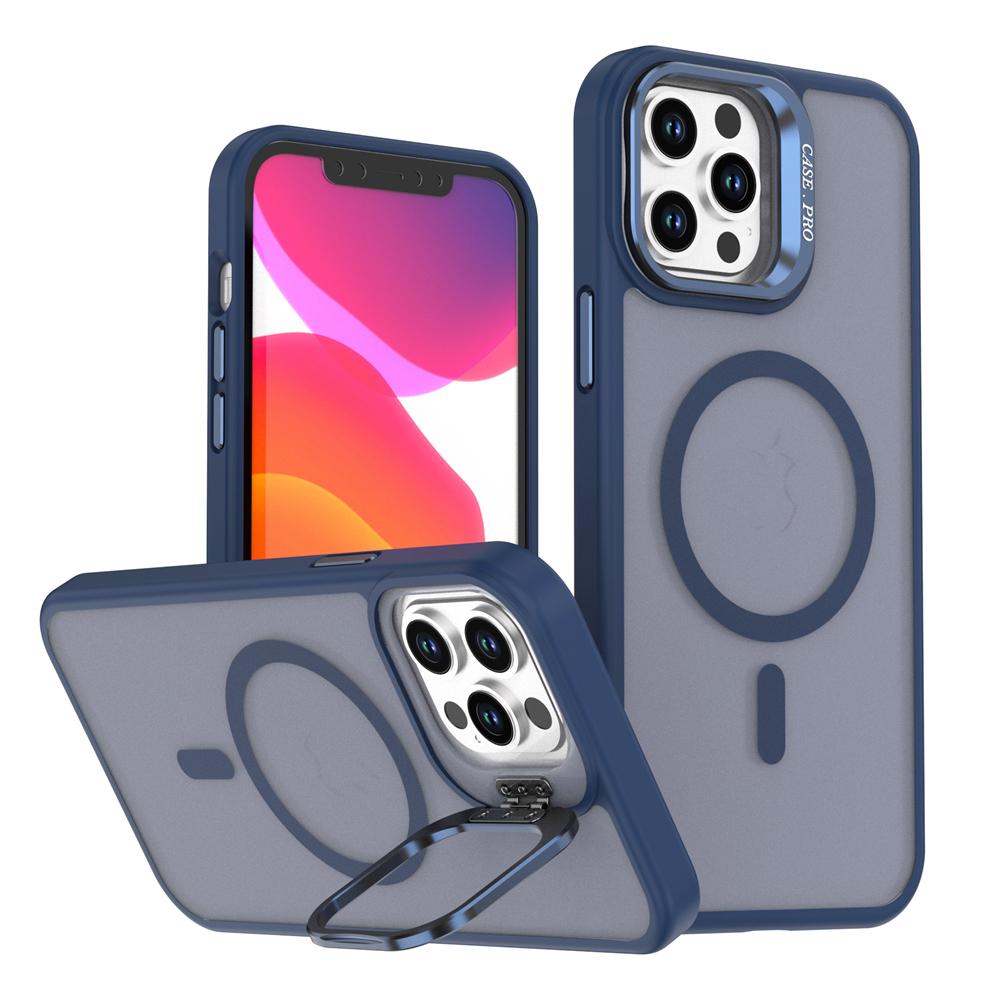 KEYSION Lens Stand Magnetic Phone Case for MagSafe for iPhone 11 12 Pro Max 11 Pro Matte Translucent Shockproof Back Cover