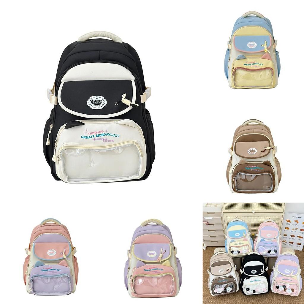 Вместительный рюкзак с кошачьими ушками и вышивкой в виде букв, на каждый день для