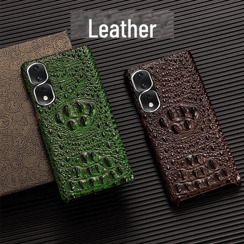 Чехол из натуральной воловьей кожи с черепом крокодила для Honor 30/30 Pro/30 Youth Edition — защитите свой телефон стильно!