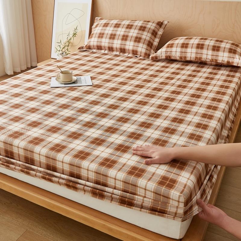 Простыня на резинке Однопредметная Стиранный хлопок Нескользящая Матовая Наматрасник Защитник матраса для студенческого общежития