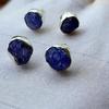 Natural Raw Tanzanite Gemstone 925 Sterling Silver Earring Stud , Gift For Her