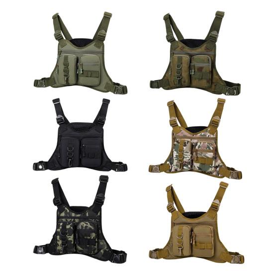 Нагрудная сумка для занятий спортом на открытом воздухе для мужчин, передняя сумка-жилет для бега с несколькими отделениями, EDC дорожный нагрудный рюкзак для тренировок, езды на велосипеде, пеших прогулок